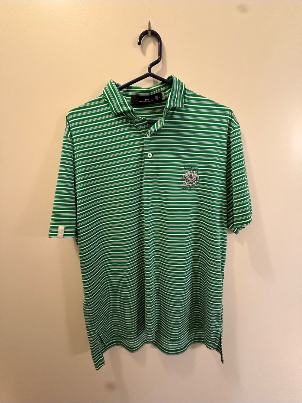 RLX Ralph Lauren Green and White Striped Polo